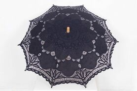 Ombrelle noir Pentagramme en dentelle coton