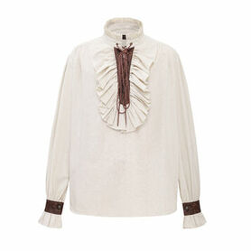 Chemise médiévale homme avec laçage et empiècements simili cuir