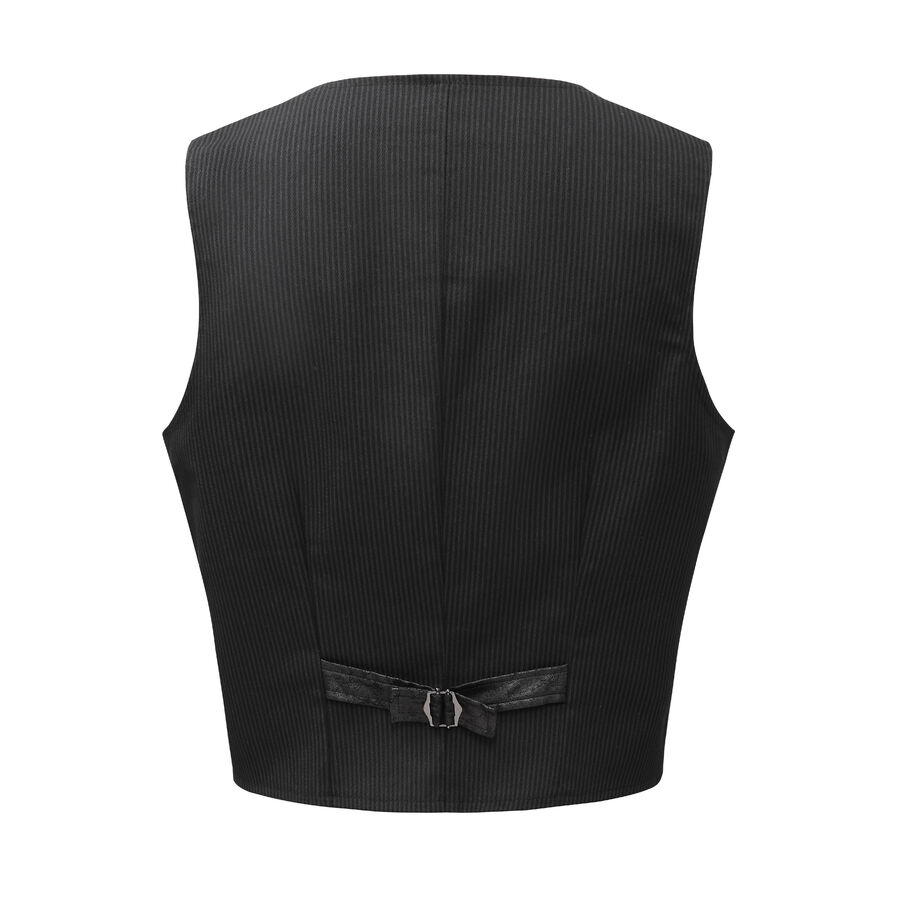 photo n°2 : Gilet steampunk victorien homme - simili cuir patiné et tissu rayé noir
