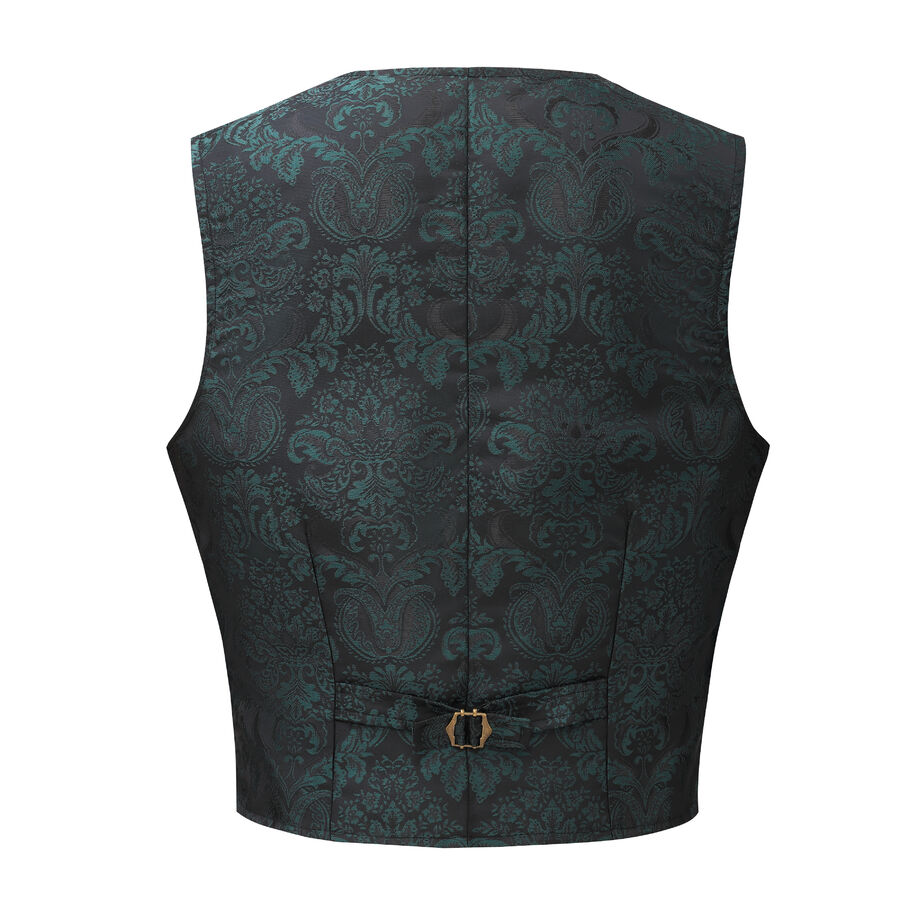 photo n°2 : Gilet victorien steampunk homme - brocart vert/noir à boutons décoratifs