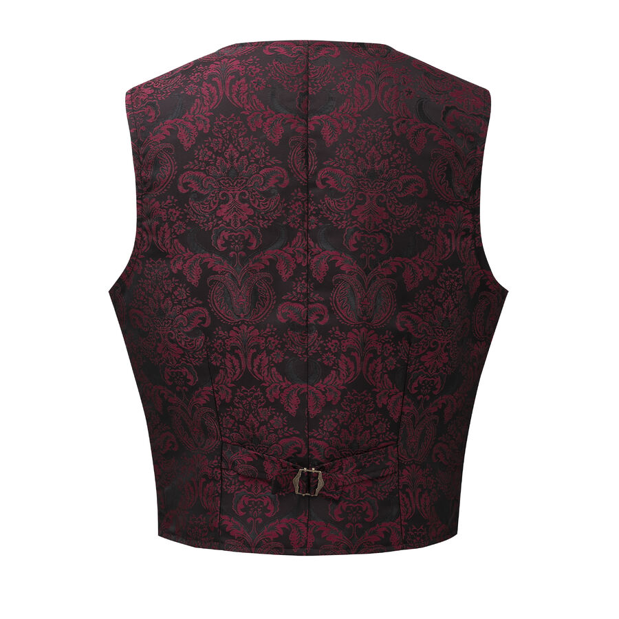 photo n°2 : Gilet victorien steampunk homme - brocart bordeaux/noir à boutons décoratifs