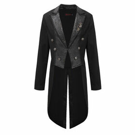 Veste steampunk homme ray&eacute;e avec imitation cuir et engrenages