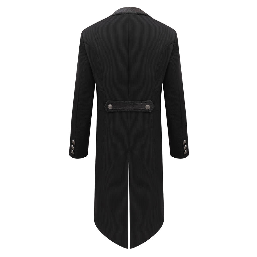 photo n&deg;2 : Veste steampunk homme ray&eacute;e avec imitation cuir et engrenages