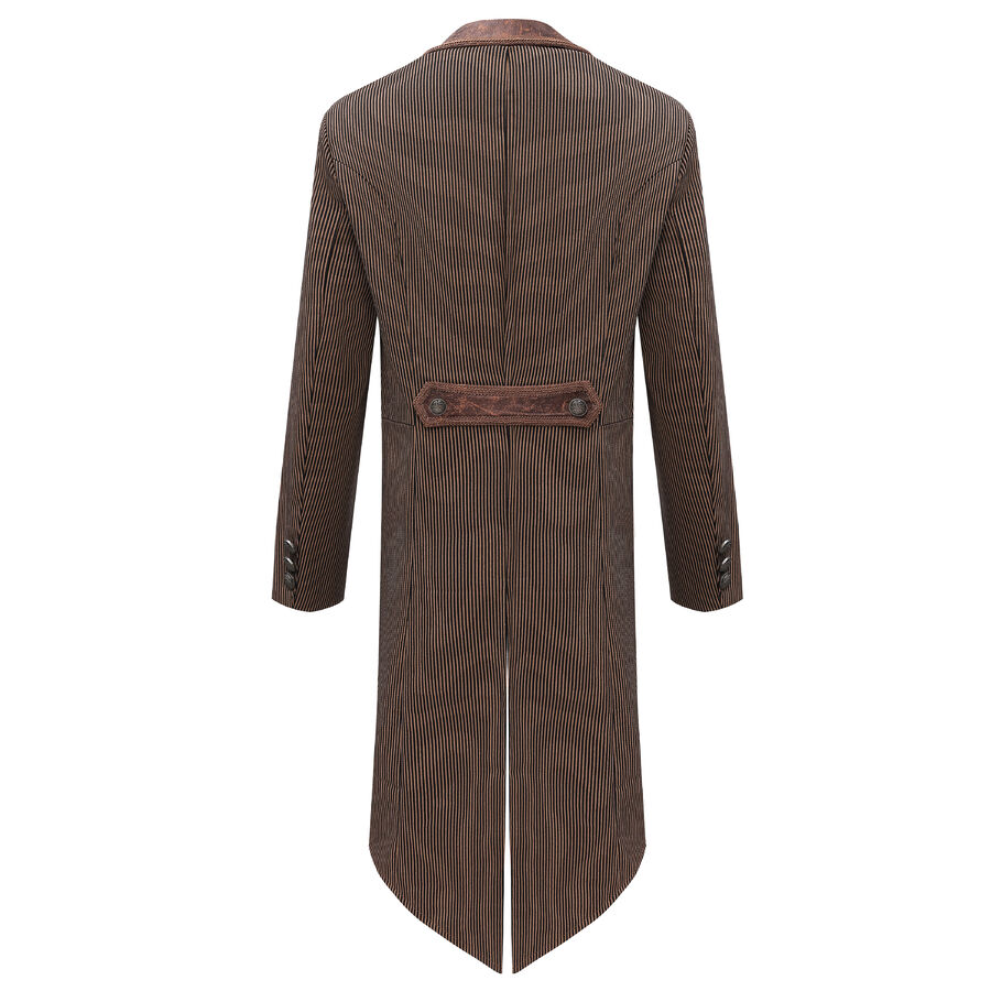 photo n&deg;2 : Veste steampunk homme ray&eacute;e avec imitation cuir et engrenages