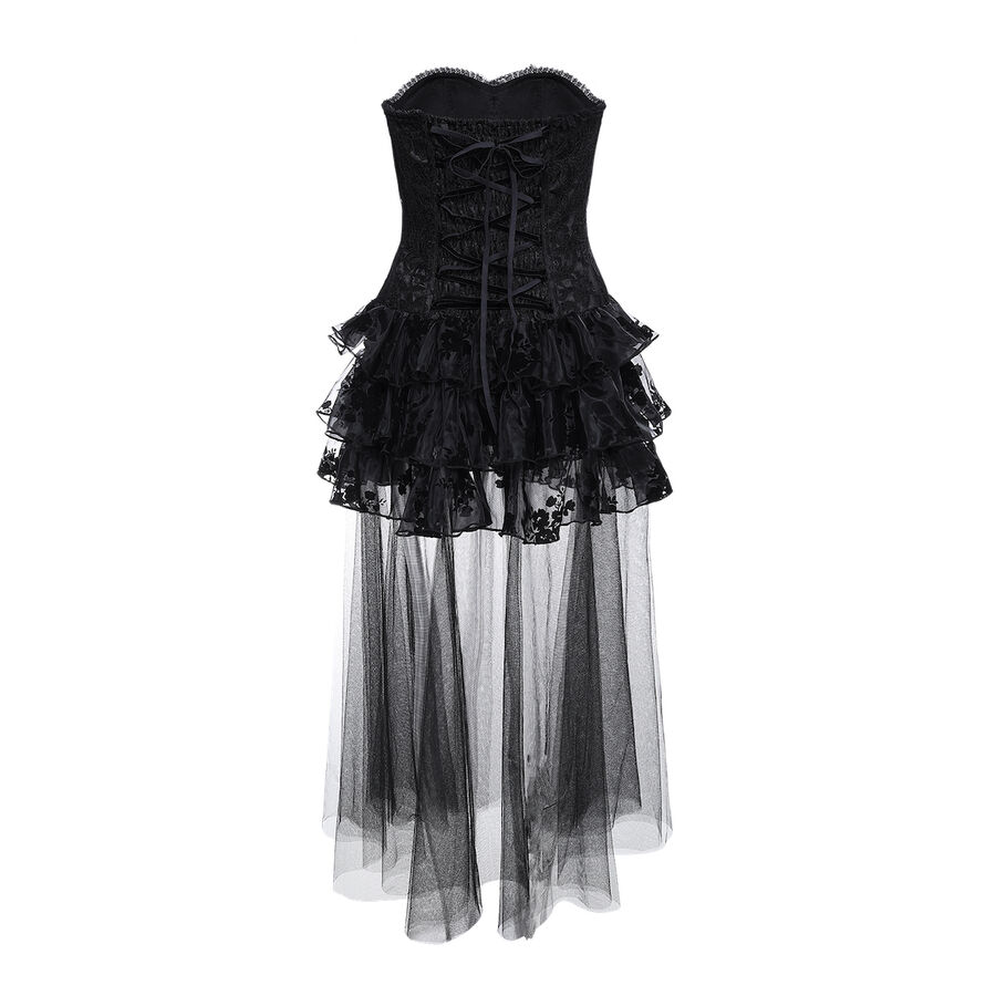 photo n&deg;5 : Robe bustier gothique &agrave; corset et longue tra&icirc;ne en tulle