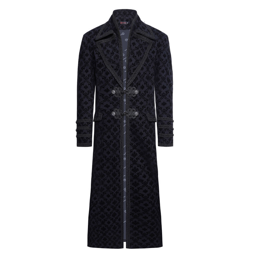photo n&deg;3 : Manteau gothique long en coton floqu&eacute; velours