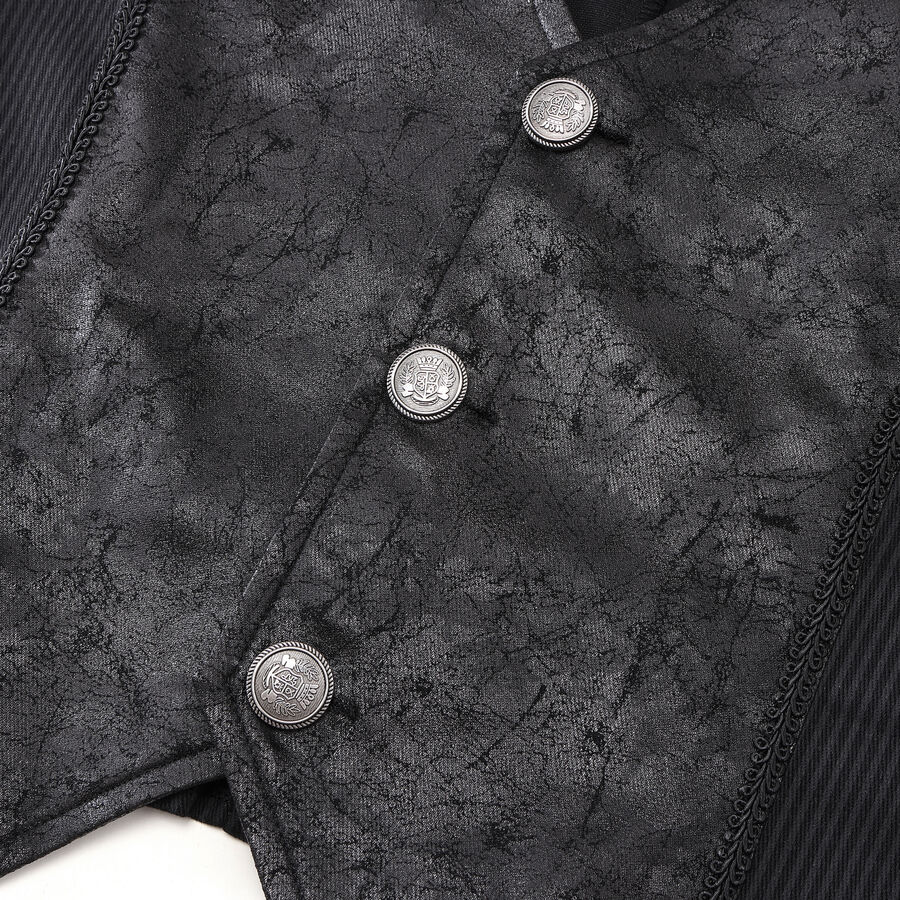 photo n°4 : Gilet steampunk victorien homme - simili cuir patiné et tissu rayé noir