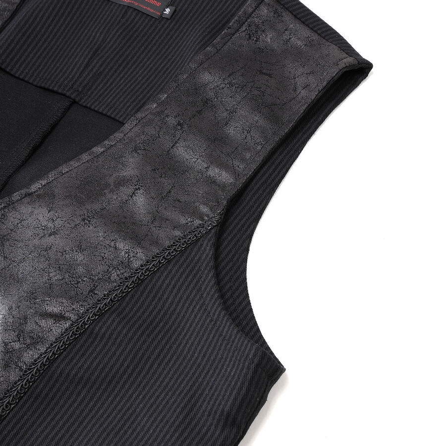 photo n°6 : Gilet steampunk victorien homme - simili cuir patiné et tissu rayé noir