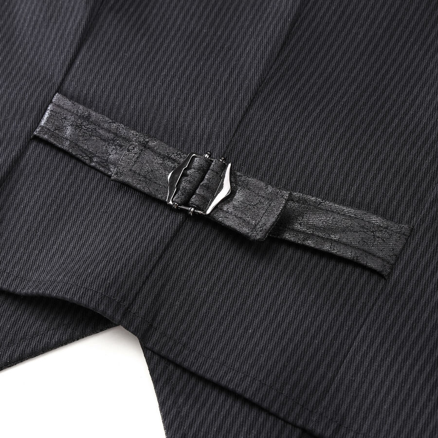 photo n°8 : Gilet steampunk victorien homme - simili cuir patiné et tissu rayé noir