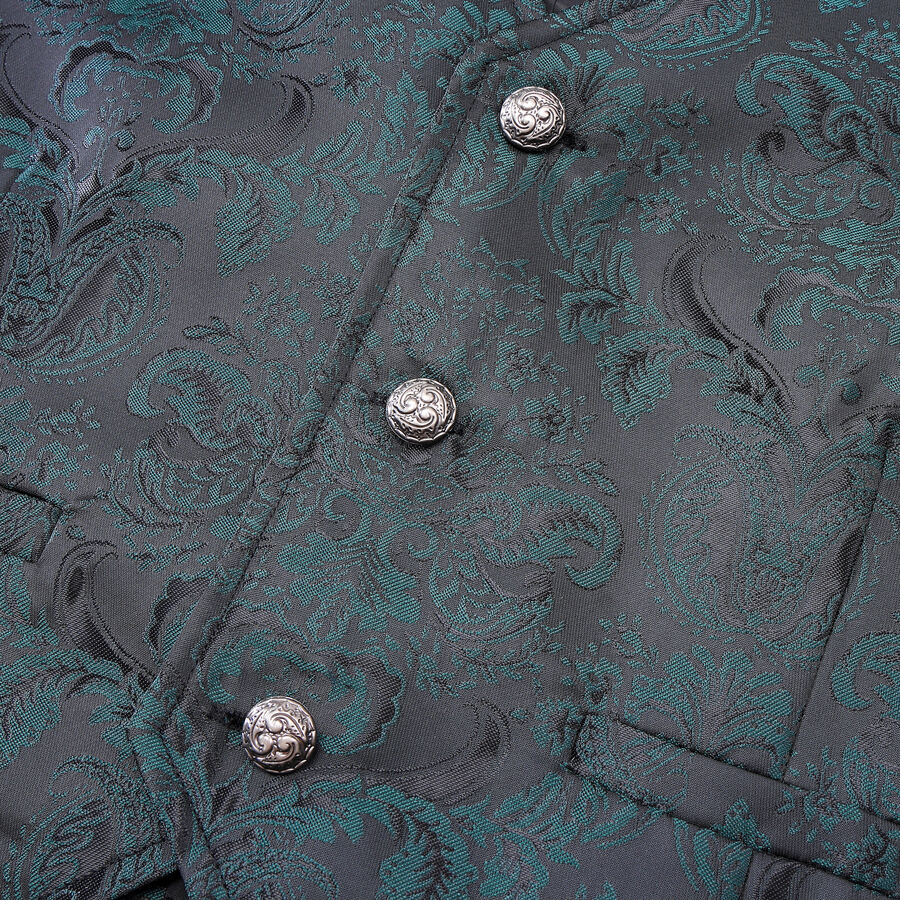 photo n°5 : Gilet victorien steampunk homme - brocart vert/noir à boutons décoratifs