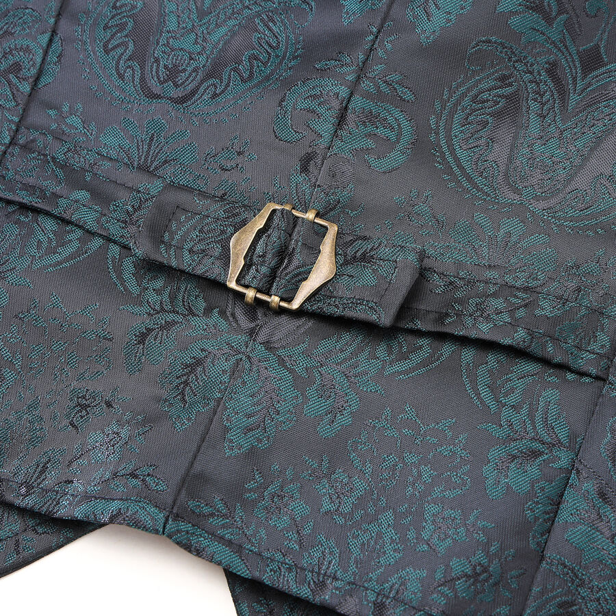 photo n°8 : Gilet victorien steampunk homme - brocart vert/noir à boutons décoratifs