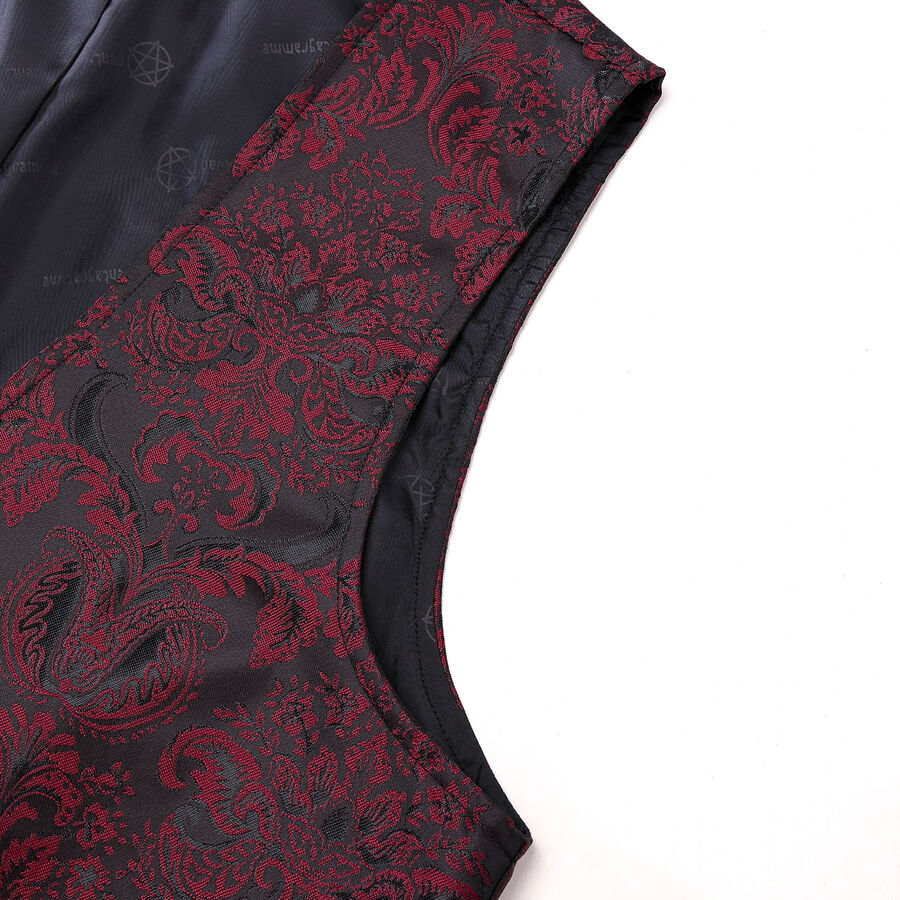 photo n°4 : Gilet victorien steampunk homme - brocart bordeaux/noir à boutons décoratifs