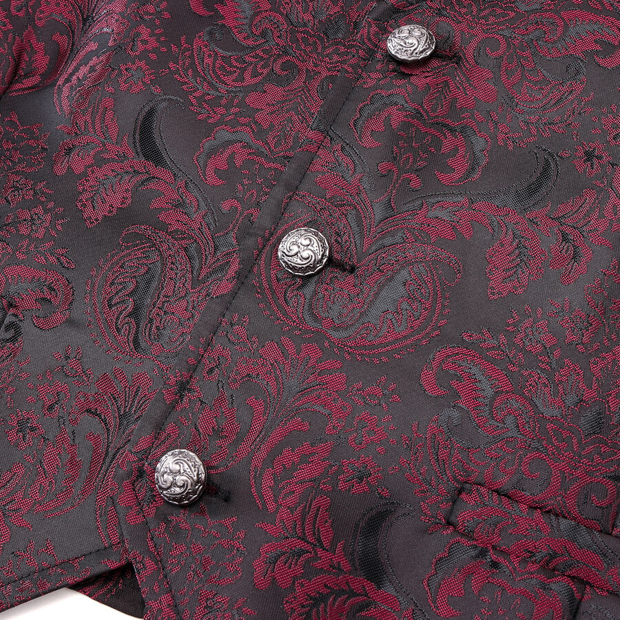 photo n°5 : Gilet victorien steampunk homme - brocart bordeaux/noir à boutons décoratifs