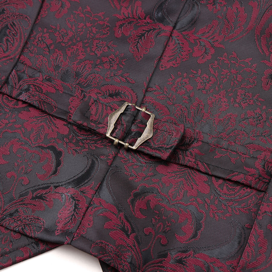 photo n°8 : Gilet victorien steampunk homme - brocart bordeaux/noir à boutons décoratifs