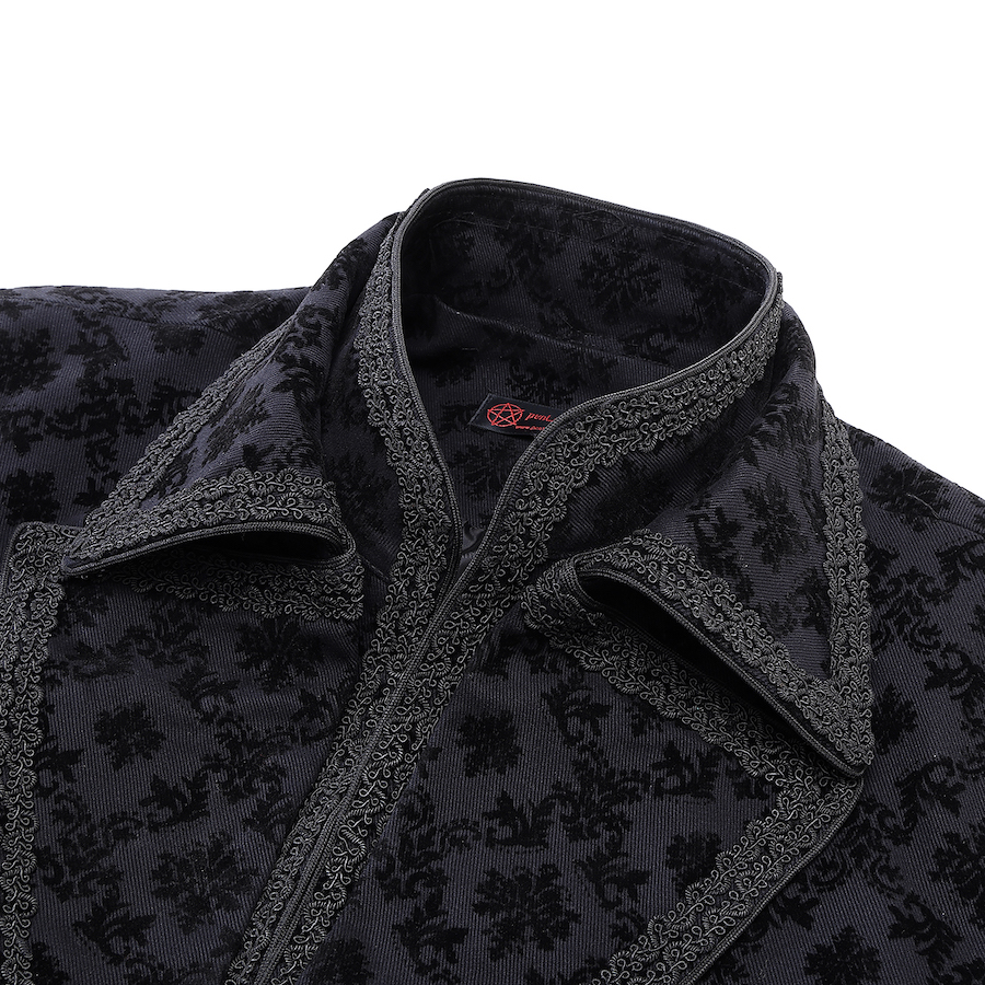 photo n&deg;9 : Manteau gothique long en coton floqu&eacute; velours