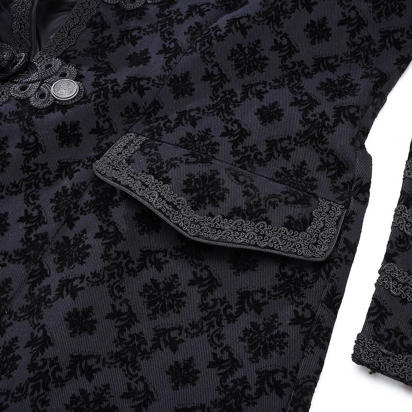 photo n&deg;5 : Manteau gothique long en coton floqu&eacute; velours