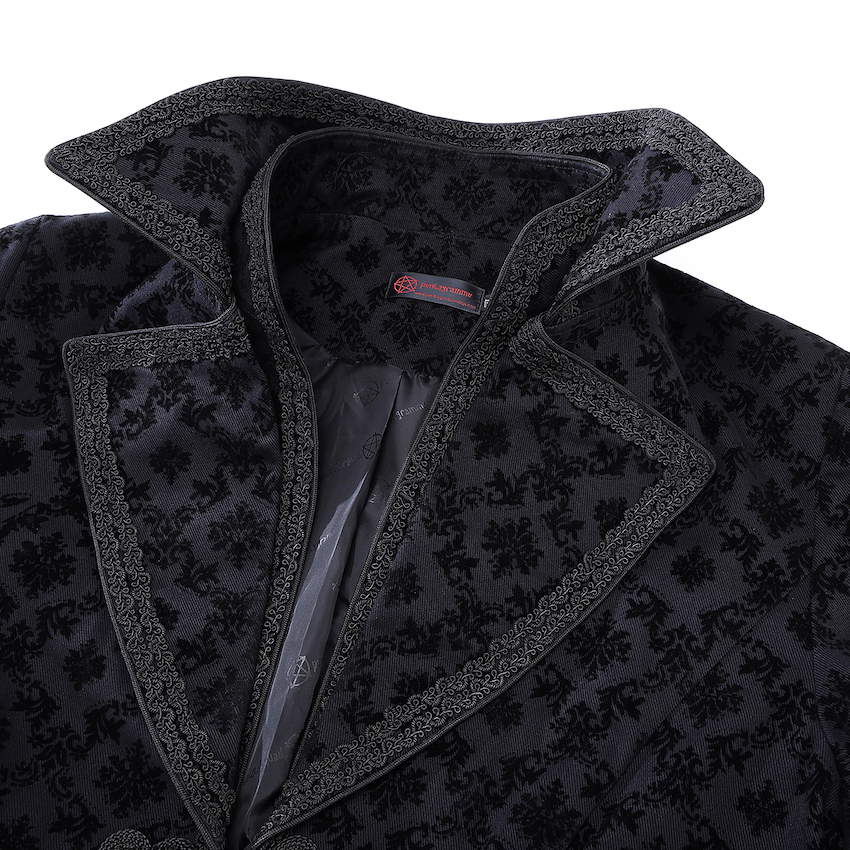 photo n&deg;7 : Manteau gothique long en coton floqu&eacute; velours
