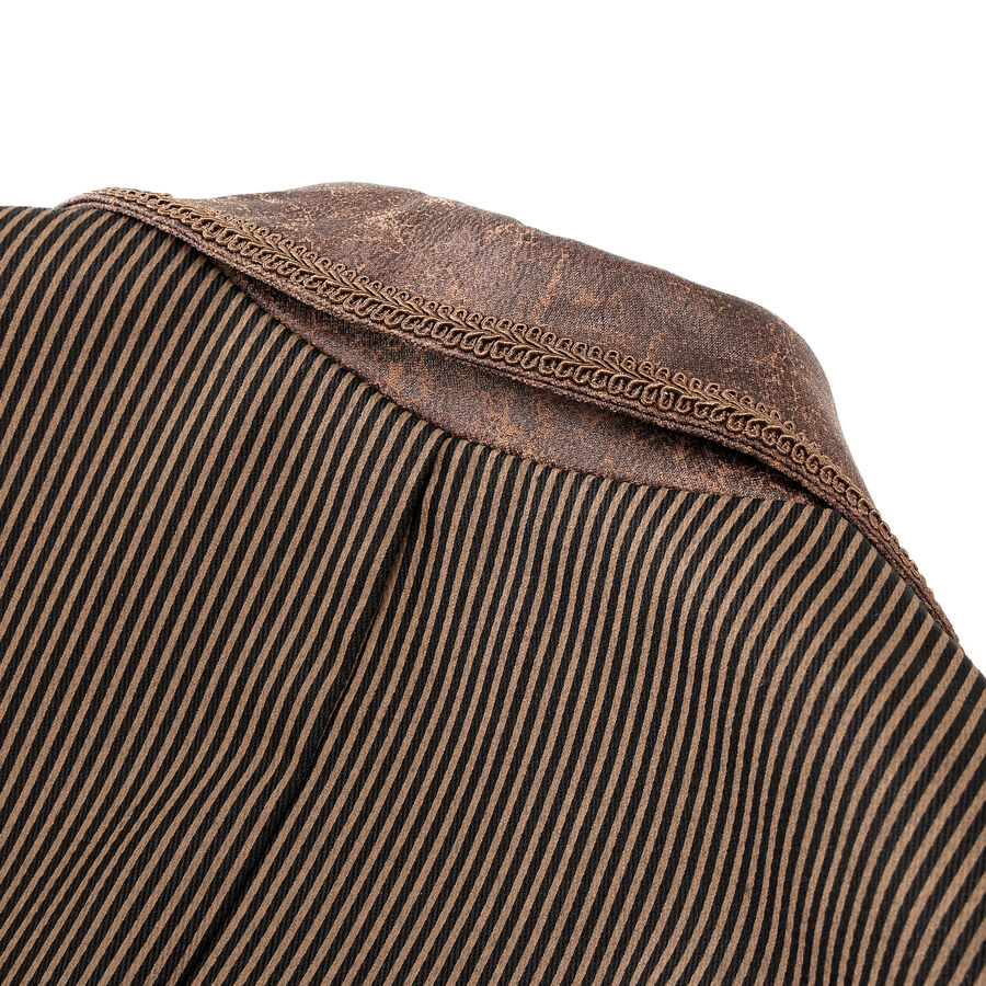 photo n&deg;6 : Veste steampunk homme ray&eacute;e avec imitation cuir et engrenages