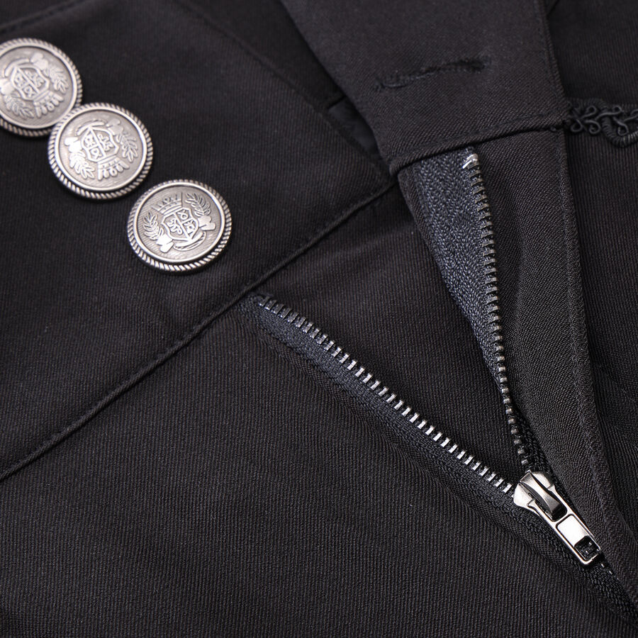 photo n&deg;3 : Pantalon coton noir steampunk taille haute &agrave; boutons Argent&eacute;s