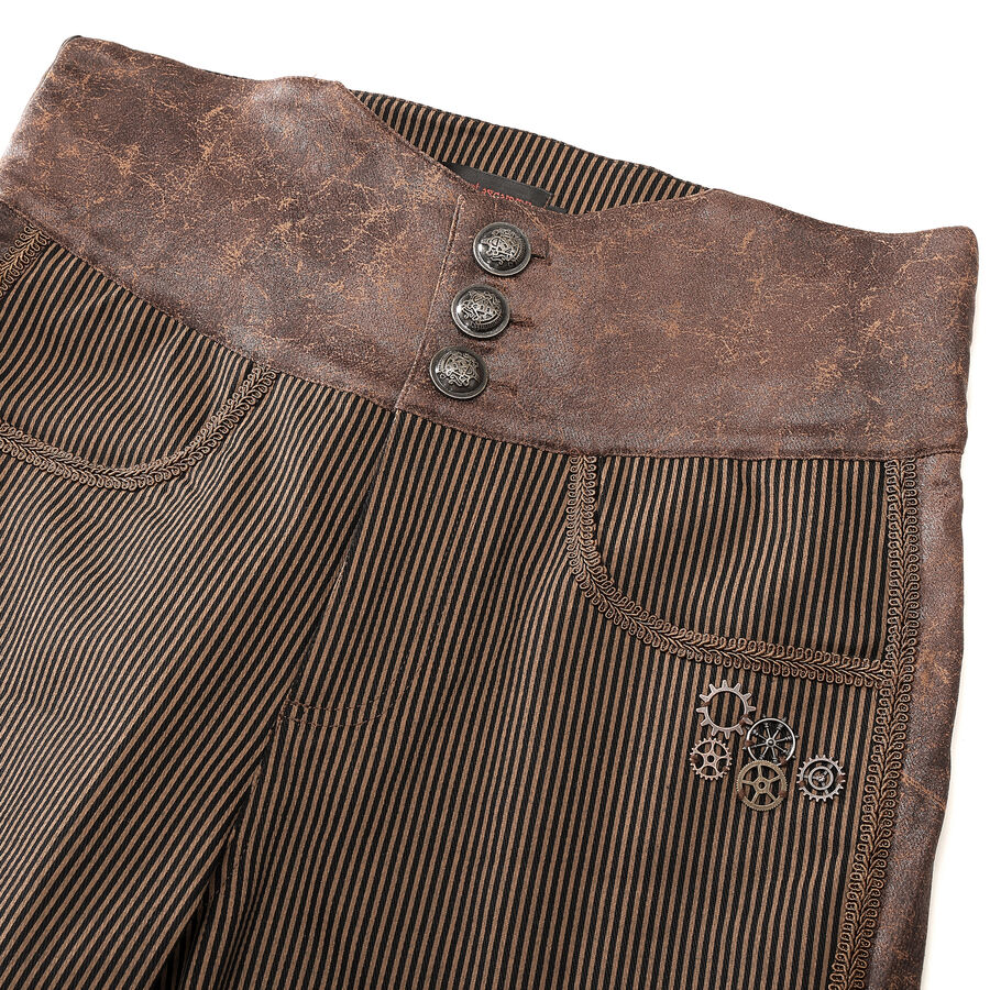 photo n&deg;4 : Pantalon ray&eacute; steampunk taille haute &agrave; boutons bronze