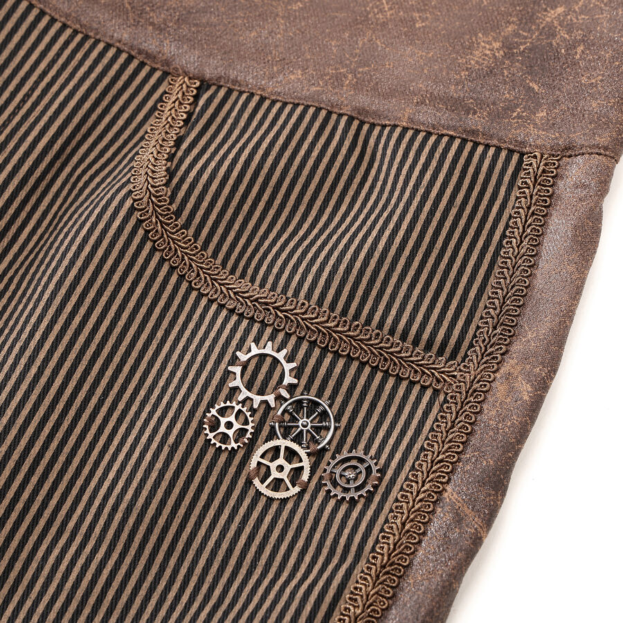 photo n&deg;6 : Pantalon ray&eacute; steampunk taille haute &agrave; boutons bronze