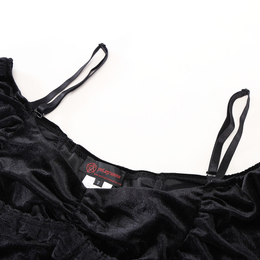 photo n&deg;3 : Top gothique en velours extensible &agrave; &eacute;paules d&eacute;nud&eacute;es, manches &eacute;vas&eacute;es