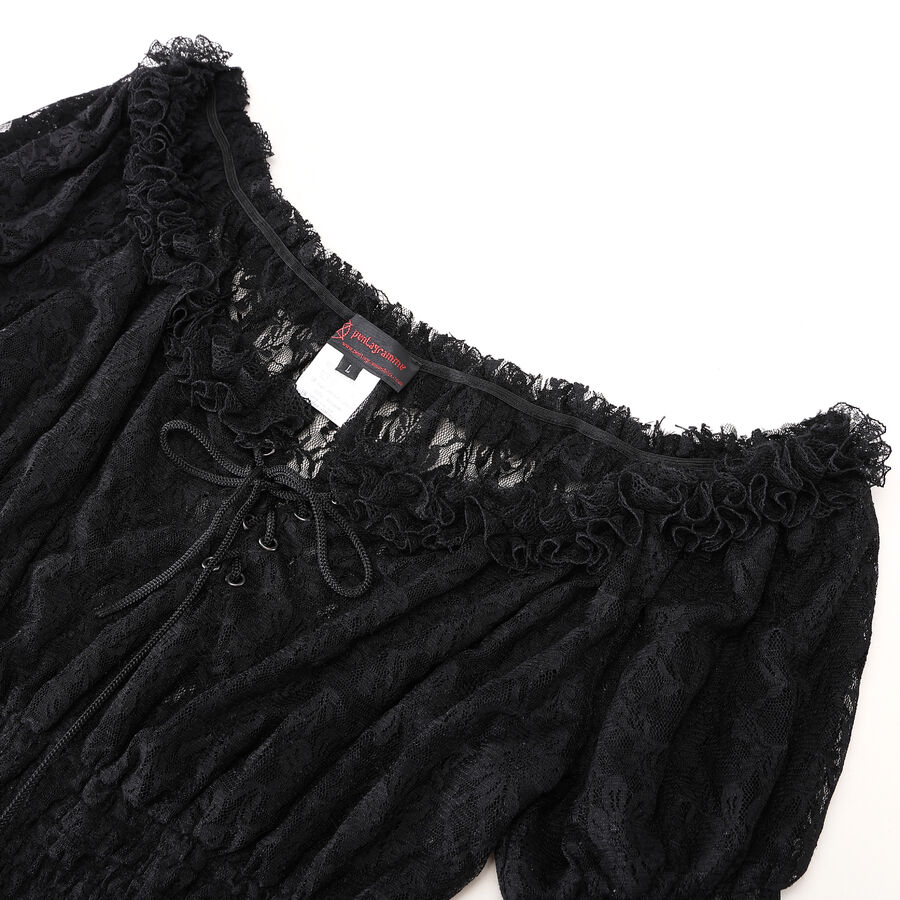 photo n&deg;3 : Blouse gothique en dentelle noire &eacute;paules d&eacute;nud&eacute;es, manches longues