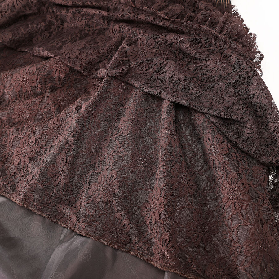 photo n&deg;5 : Jupe corset steampunk longue en coton ray&eacute; marron et dentelle