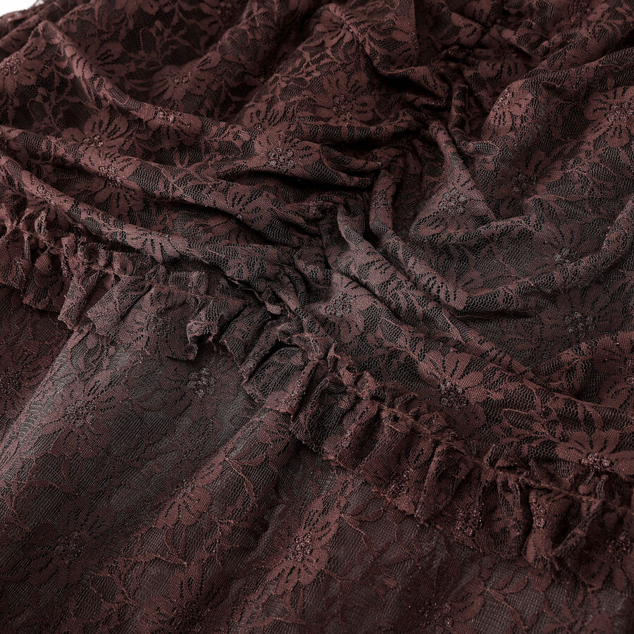 photo n&deg;8 : Jupe corset steampunk longue en coton ray&eacute; marron et dentelle