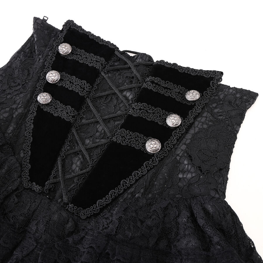 photo n&deg;3 : Jupe corset gothique longue en velours et dentelle noire