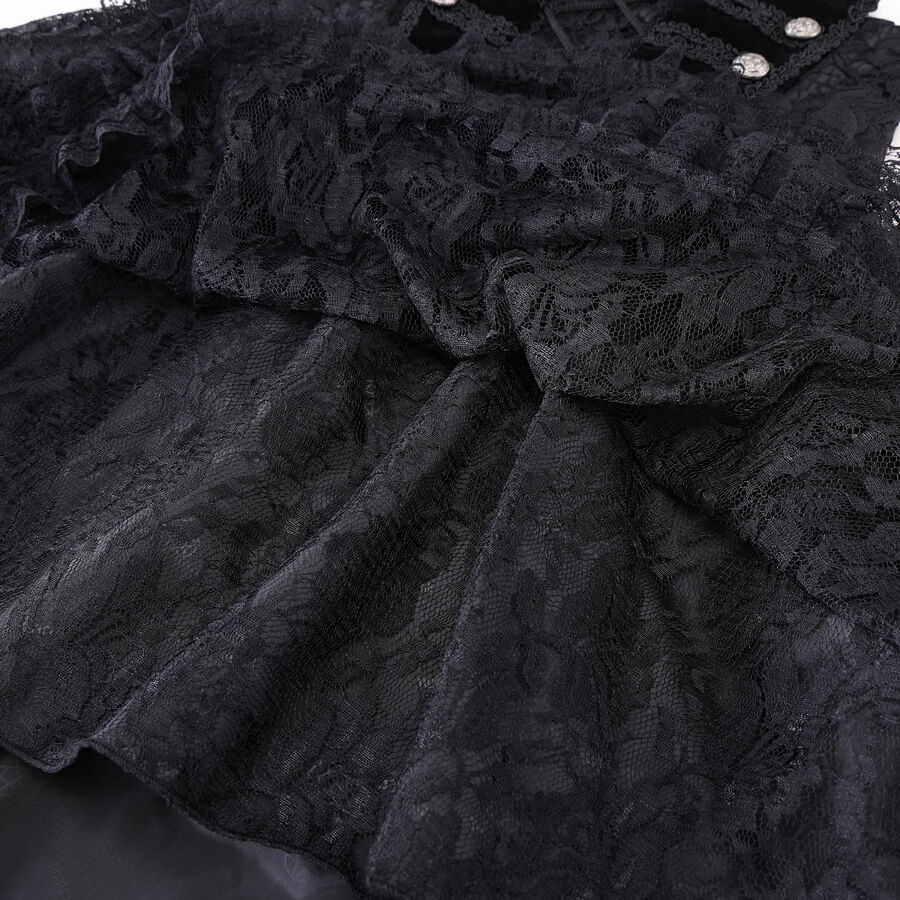 photo n&deg;5 : Jupe corset gothique longue en velours et dentelle noire