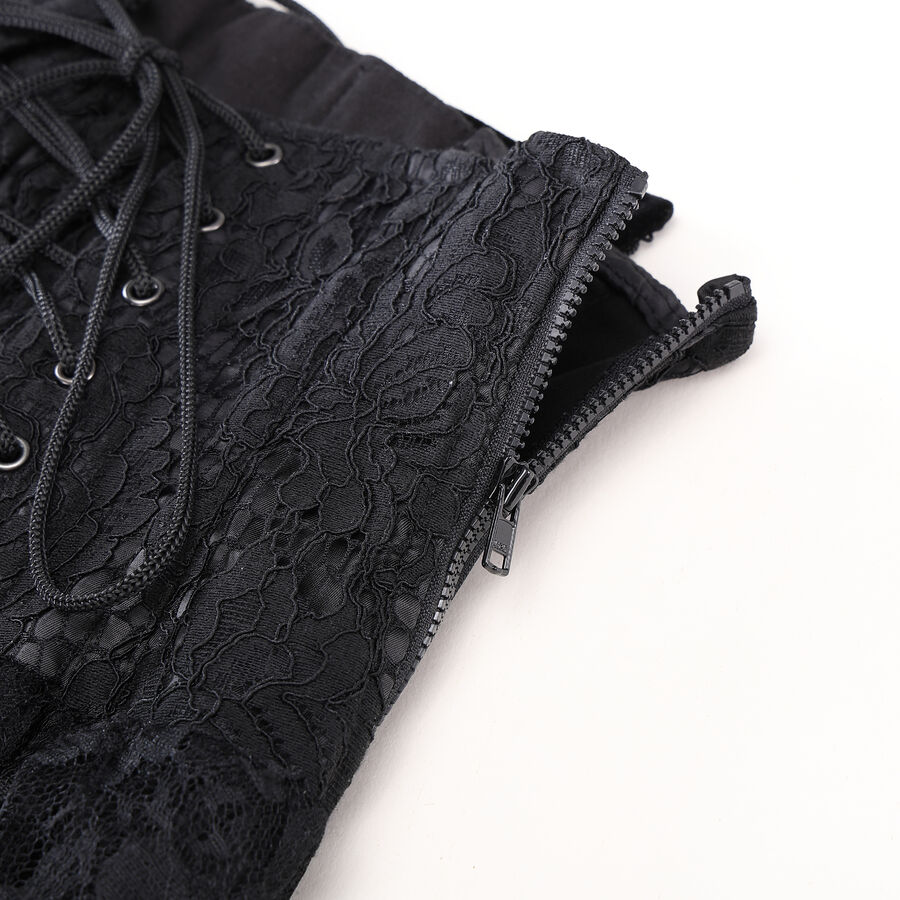 photo n&deg;7 : Jupe corset gothique longue en velours et dentelle noire