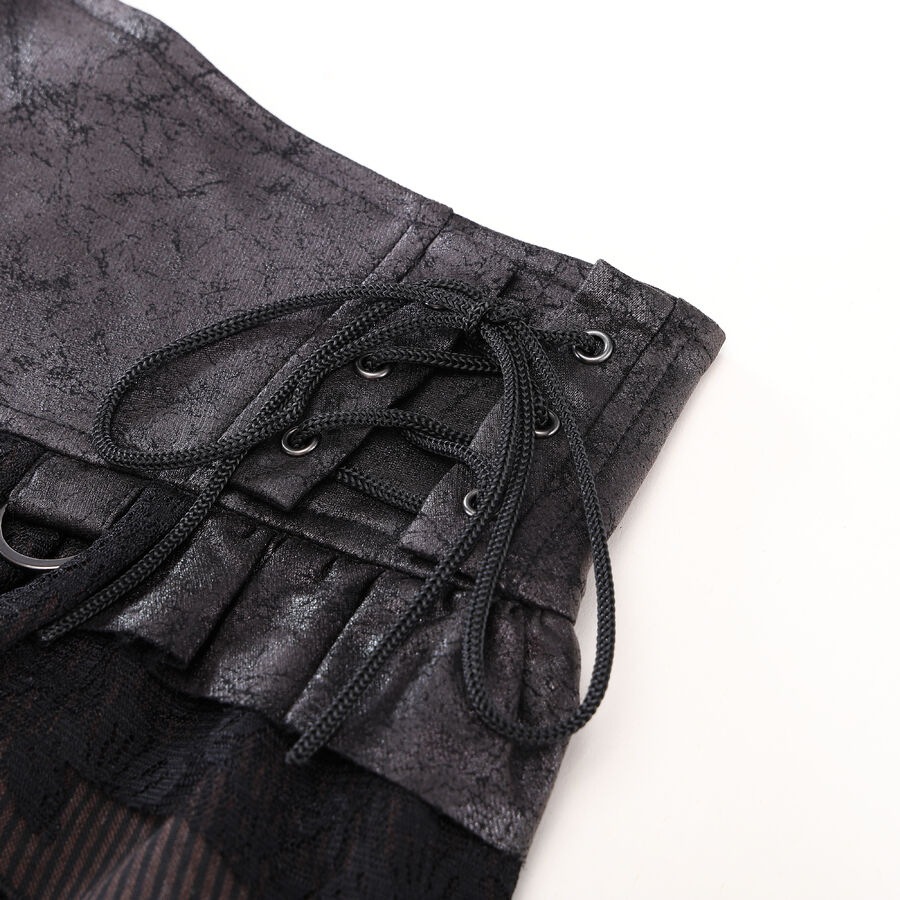 photo n&deg;4 : Jupe steampunk gothique &agrave; volants superpos&eacute;s et ceinture effet cuir - avec dentelle