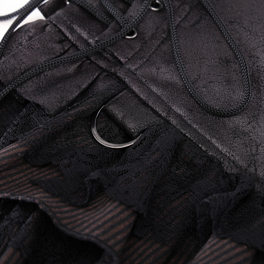 photo n&deg;5 : Jupe steampunk gothique &agrave; volants superpos&eacute;s et ceinture effet cuir - avec dentelle