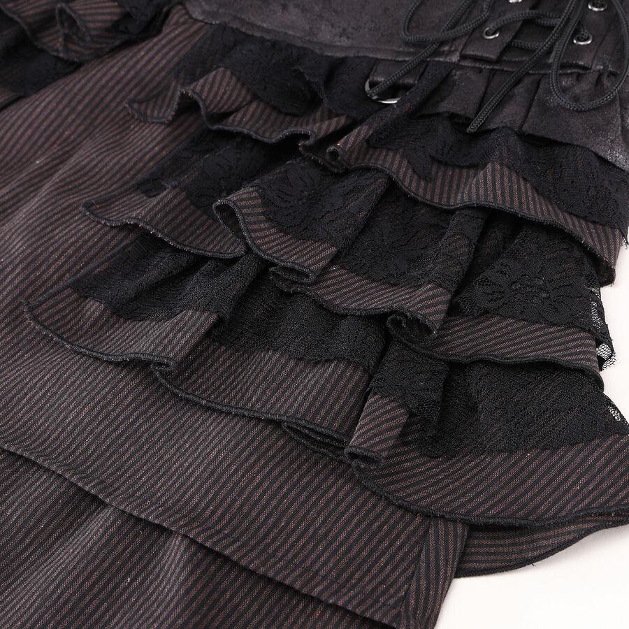 photo n&deg;6 : Jupe steampunk gothique &agrave; volants superpos&eacute;s et ceinture effet cuir - avec dentelle