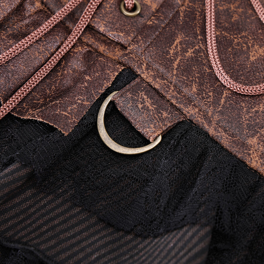 photo n&deg;5 : Jupe steampunk gothique &agrave; volants superpos&eacute;s et ceinture effet cuir - avec dentelle