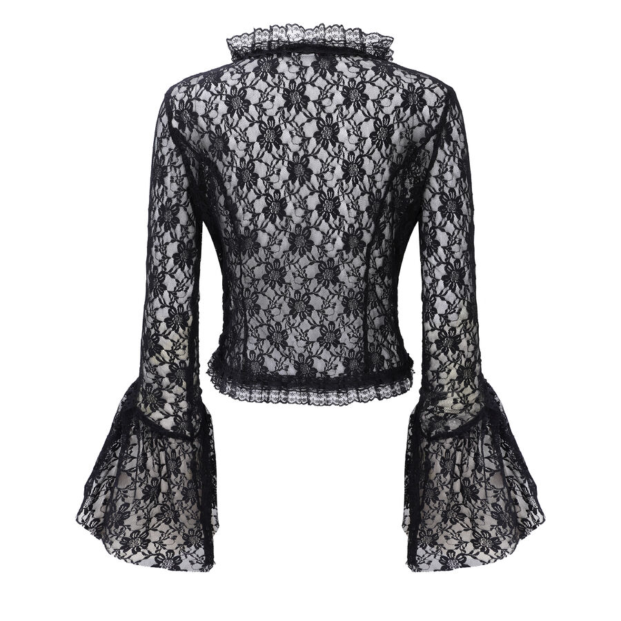 photo n&deg;2 : Bol&eacute;ro gothique en dentelle noire &agrave; manches &eacute;vas&eacute;es