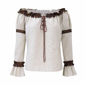 Blouse steampunk femme &eacute;paules d&eacute;nud&eacute;es avec volants et la&ccedil;age