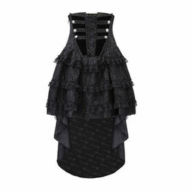 Jupe corset gothique longue en velours et dentelle noire