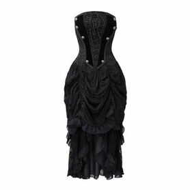 Robe corset gothique victorienne noire rouge - Édition Minuit