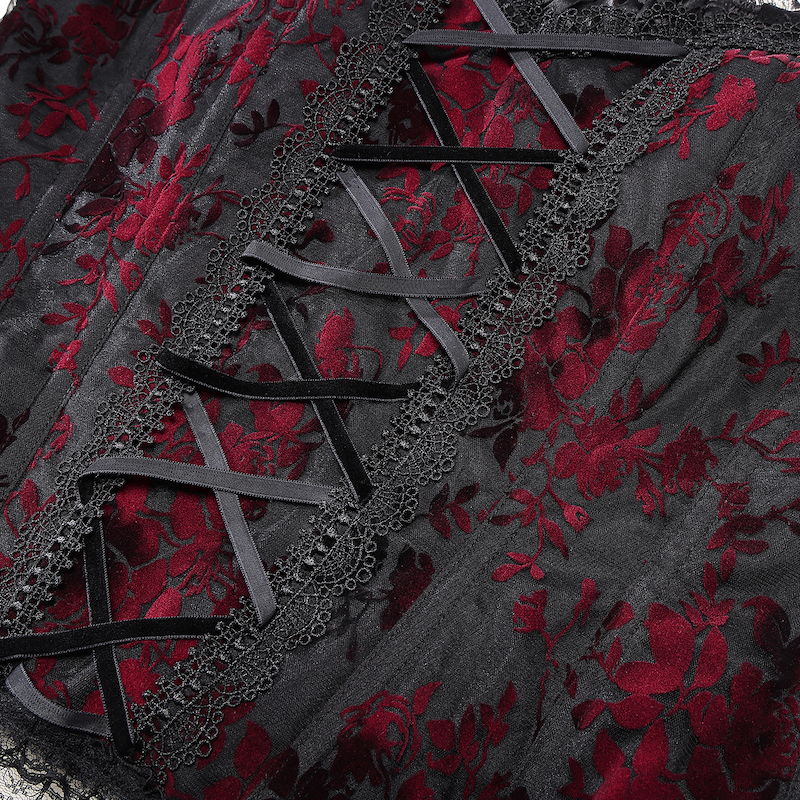 photo n&deg;7 : Top gothique en tulle floqu&eacute; rouge et noir