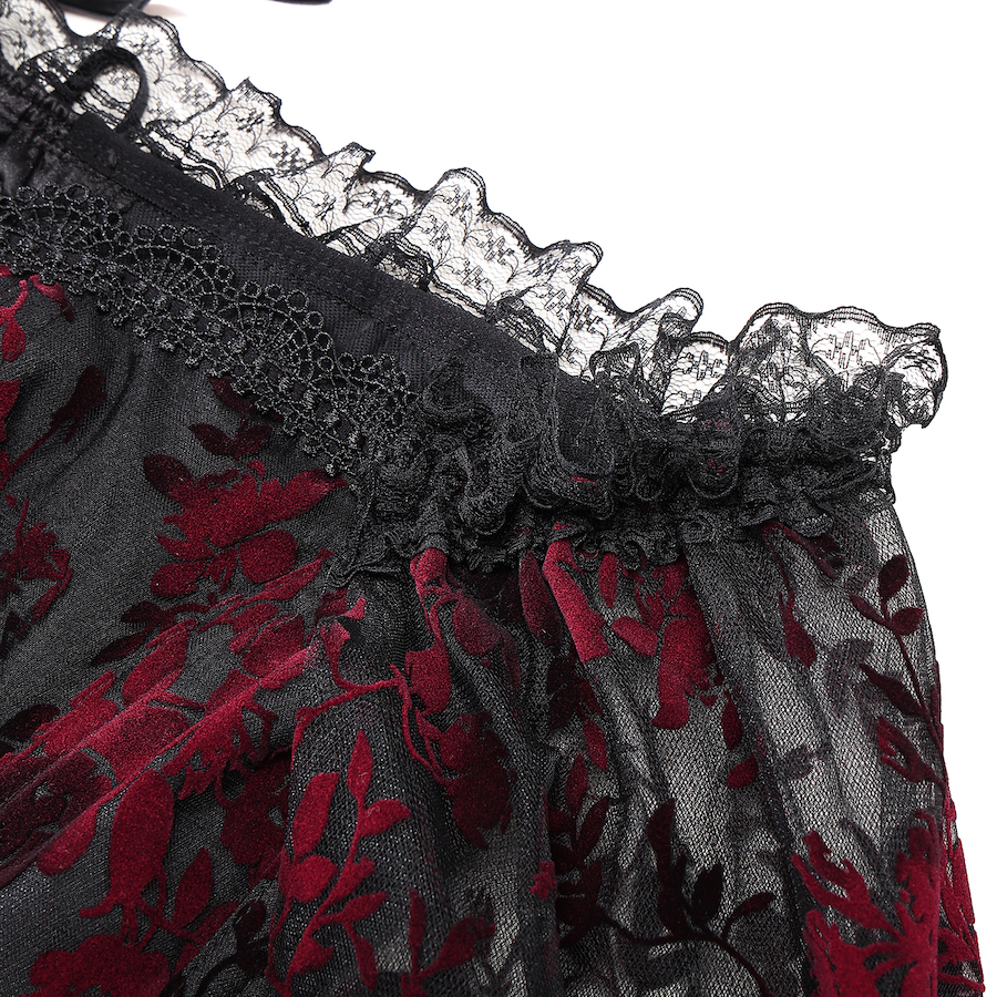 photo n&deg;6 : Top gothique en tulle floqu&eacute; rouge et noir