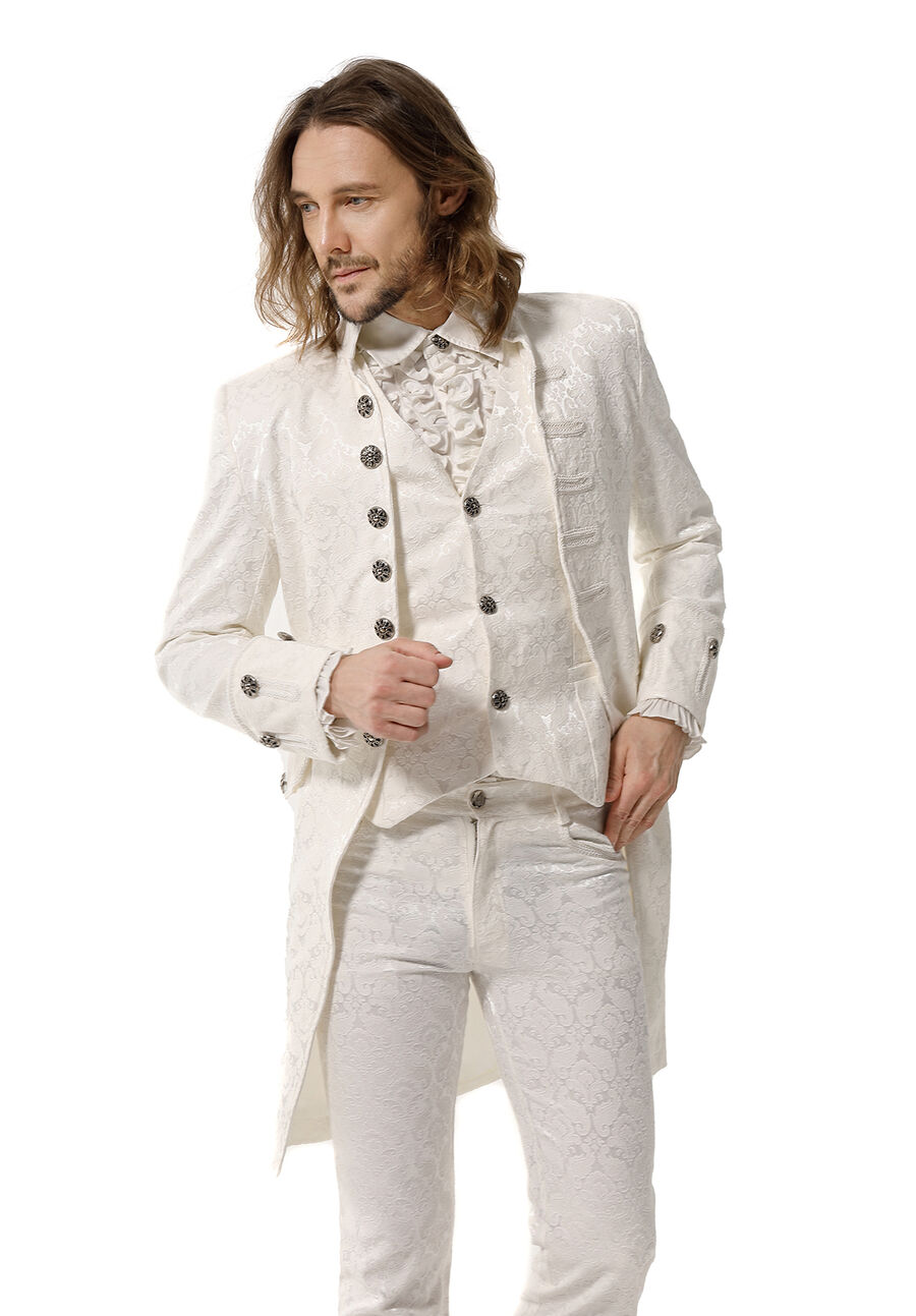 photo n°4 : Manteau Homme Gothique Aristocrate Victorien Brocard Blanc