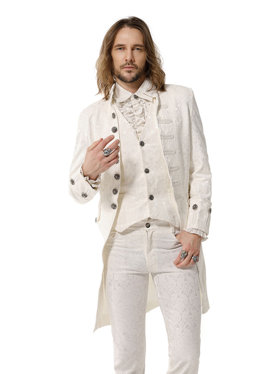 photo n°9 : Manteau Homme Gothique Aristocrate Victorien Brocard Blanc