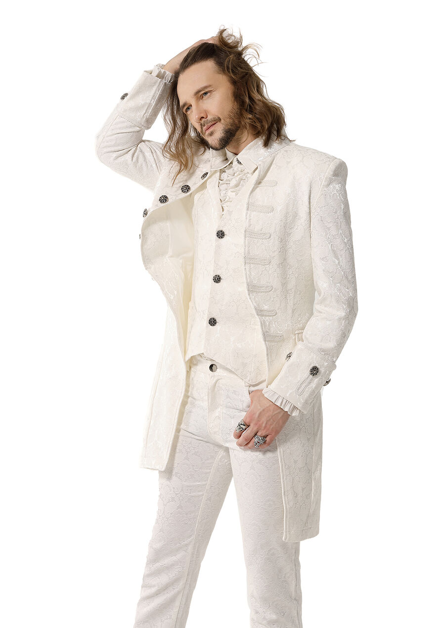 photo n°5 : Manteau Homme Gothique Aristocrate Victorien Brocard Blanc