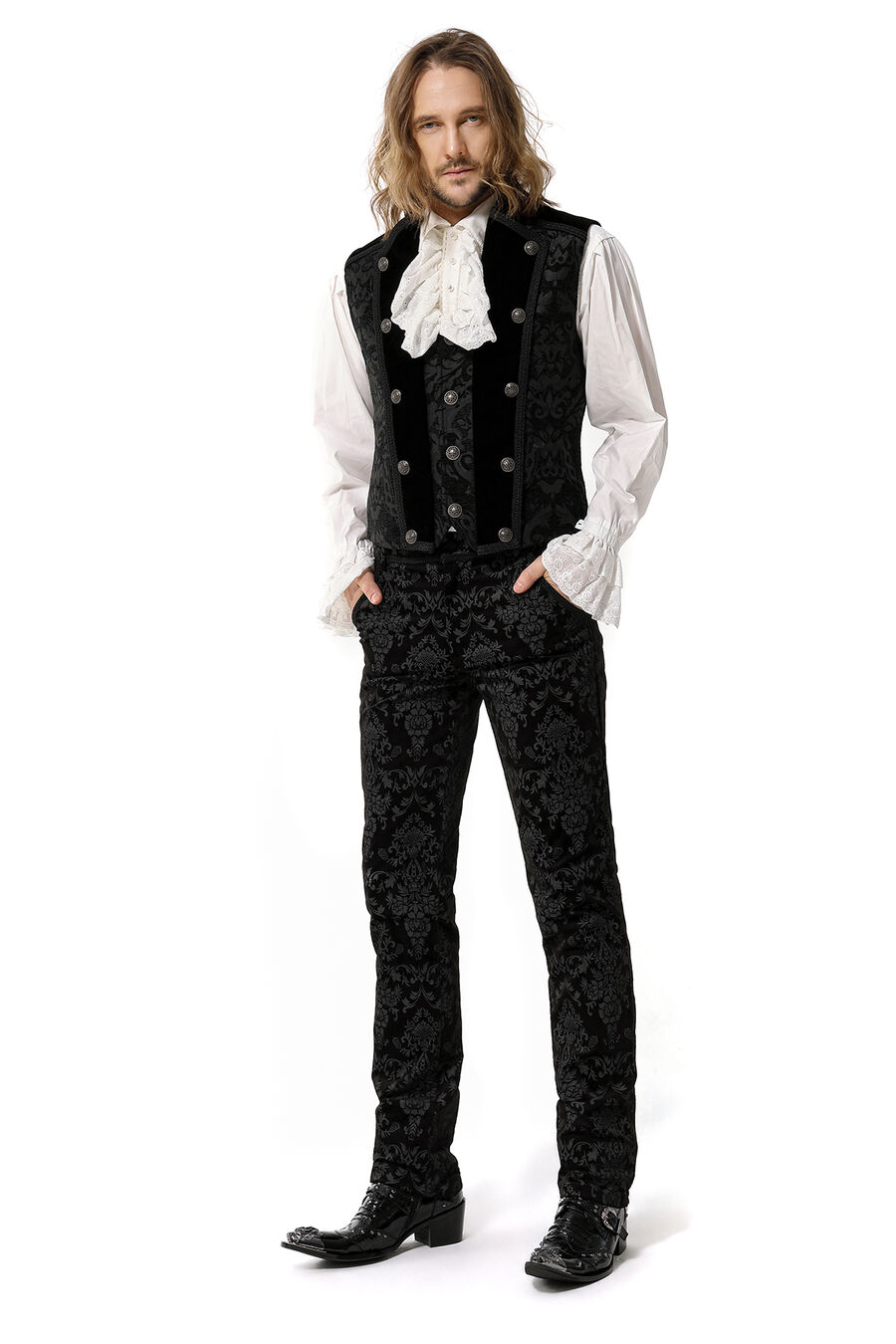 photo n°4 : Gilet Homme Gothique Steampunk Victorien Brocard black