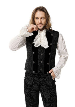 Gilet Homme Gothique Steampunk Victorien Brocard black