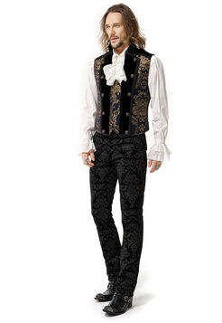 Gilet Homme Gothique Steampunk Victorien Brocard gold