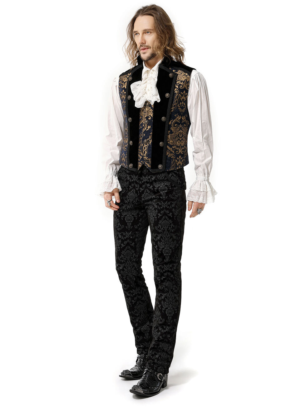 Gilet Homme Gothique Steampunk Victorien Brocard gold