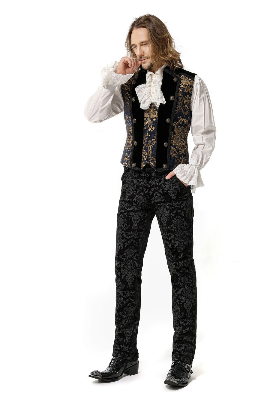 photo n°3 : Gilet Homme Gothique Steampunk Victorien Brocard gold